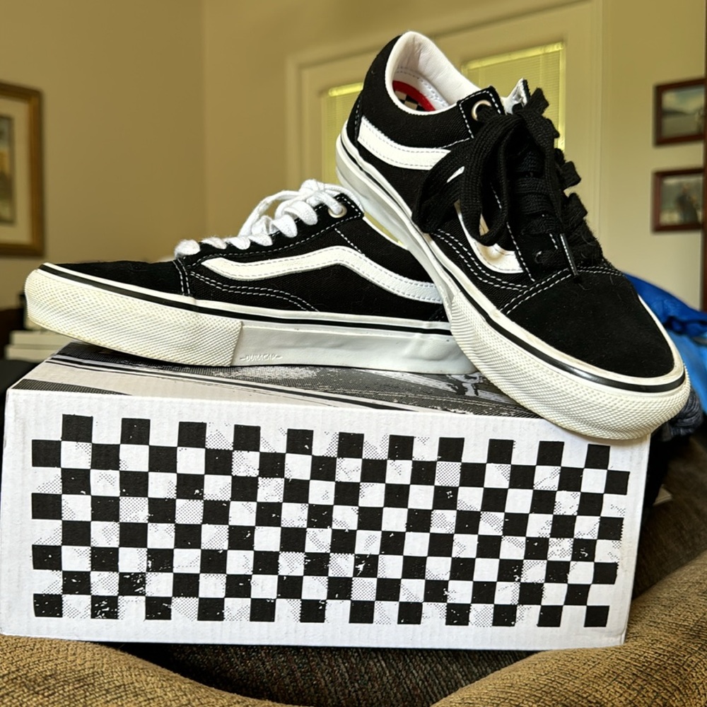 Vans OFF THE WALL Skateboard Shoes Skate Old Skool Boys Size 5 Black/White